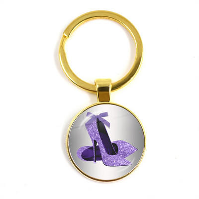 Noi Frumusețe Flori lavandă Dom de sticlă Cabochon Breloc Geantă Breloc pentru mașină Suport inel Brelocuri Brelocuri pentru cadouri