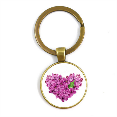 Noi Frumusețe Flori lavandă Dom de sticlă Cabochon Breloc Geantă Breloc pentru mașină Suport inel Brelocuri Brelocuri pentru cadouri