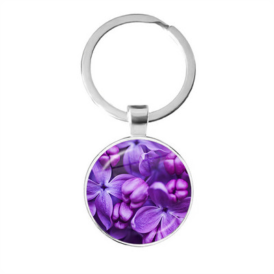 Noi Frumusețe Flori lavandă Dom de sticlă Cabochon Breloc Geantă Breloc pentru mașină Suport inel Brelocuri Brelocuri pentru cadouri