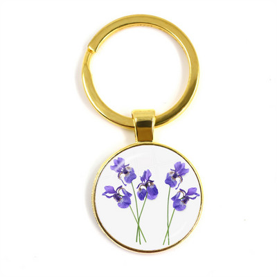 Noi Frumusețe Flori lavandă Dom de sticlă Cabochon Breloc Geantă Breloc pentru mașină Suport inel Brelocuri Brelocuri pentru cadouri