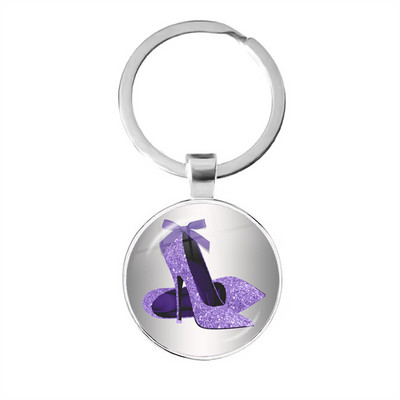 Noi Frumusețe Flori lavandă Dom de sticlă Cabochon Breloc Geantă Breloc pentru mașină Suport inel Brelocuri Brelocuri pentru cadouri