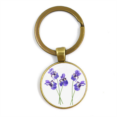 Noi Frumusețe Flori lavandă Dom de sticlă Cabochon Breloc Geantă Breloc pentru mașină Suport inel Brelocuri Brelocuri pentru cadouri