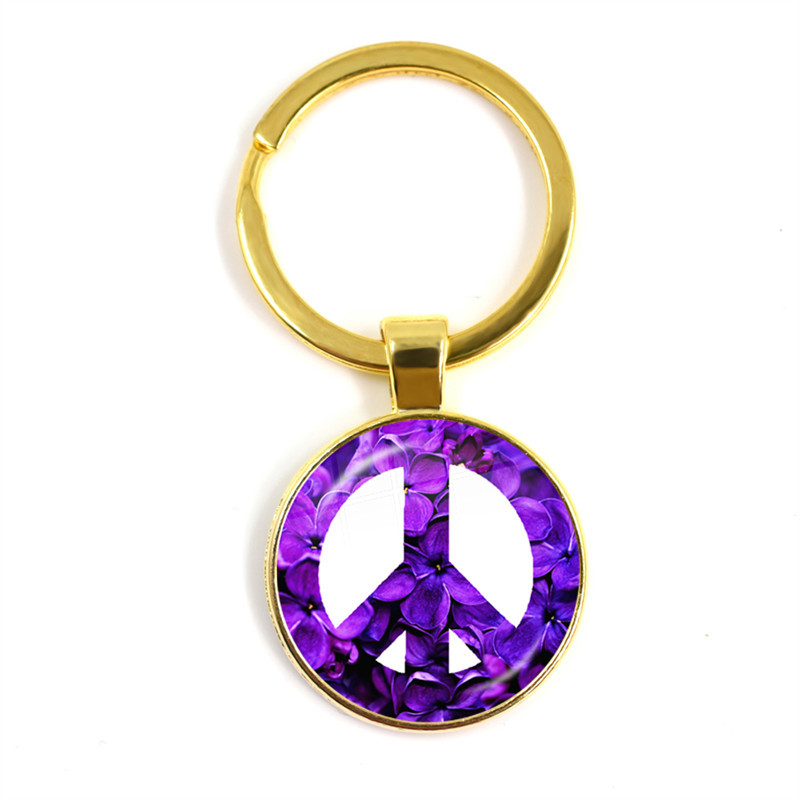 Noi Frumusețe Flori lavandă Dom de sticlă Cabochon Breloc Geantă Breloc pentru mașină Suport inel Brelocuri Brelocuri pentru cadouri