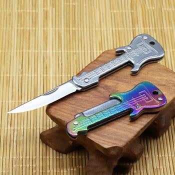 Μίνι κλειδί κιθάρας Μαχαίρι από ανοξείδωτο ατσάλι Πτυσσόμενο μαχαίρι Οικιακής αυτοάμυνας Φορητά εργαλεία τσέπης που μπορούν να κατασκευαστούν από μπρελόκ