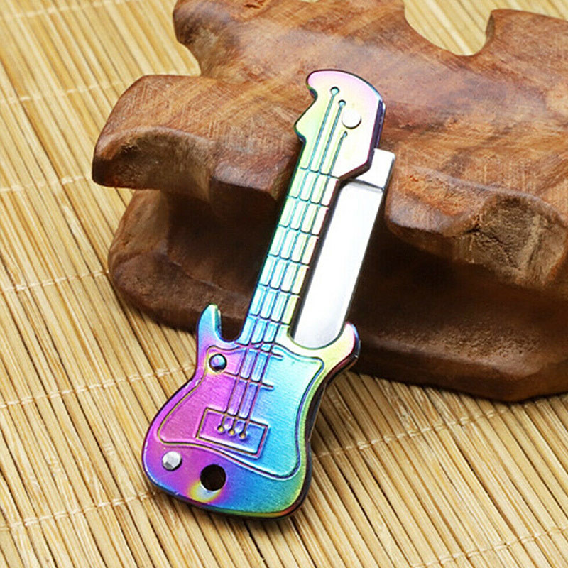 Мини нож за ключове за китара Сгъваем нож от неръждаема стомана Домакински джобни инструменти за самозащита Преносими инструменти могат да бъдат направени от ключодържател