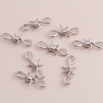 5 τμχ Ασημί Χρώμα Big Alloy Connectors Twisted Thorns Beads for DIY Βραχιόλια Κολιέ Punk Jewelry 45x10mm Handmade Finding