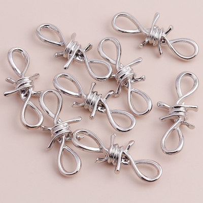 5 buc. Conectori mari din aliaj de culoare argintie Spini răsucite Mărgele pentru brățări DIY Coliere Bijuterii punk 45x10mm Găsire manuală