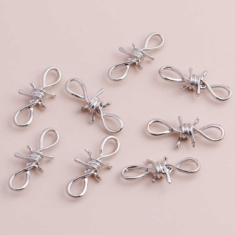 5 buc. Conectori mari din aliaj de culoare argintie Spini răsucite Mărgele pentru brățări DIY Coliere Bijuterii punk 45x10mm Găsire manuală