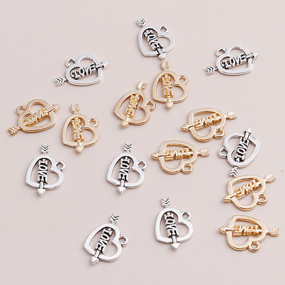 40 de bucăți, auriu, argint, brelocuri de dragoste romantică, pandantive cu săgeată, pentru fabricarea de bijuterii cu bricolaj, articole de artizanat manual, comerț cu ridicata