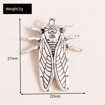 10 бр. 22*27 mm 3D летящи цикади талисмани за изработка на бижута Талисмани от сплави за насекоми за колиета, обеци Направи си сам, изработка на аксесоари, занаяти