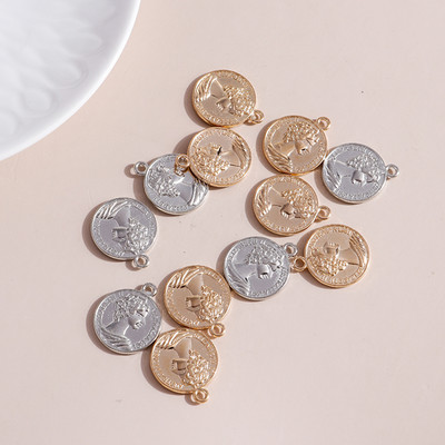 10 buc. Brelocuri din aliaj de culoare argintie antică, soare, lună, cruce, inimă, frunze, bufniță, pandantive pentru bijuterii DIY