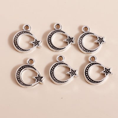 80 bucăți 8 * 8mm mic Yoga Om Meditație Lotus Brelocuri Antique Placate cu argint Pandantive cu flori pentru fabricarea manuală de bijuterii DIY