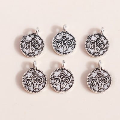 80 bucăți 8 * 8mm mic Yoga Om Meditație Lotus Brelocuri Antique Placate cu argint Pandantive cu flori pentru fabricarea manuală de bijuterii DIY