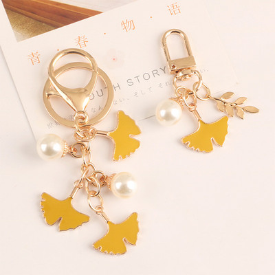 Pearl Leaf Kulcstartók Kulcstartó Ginkgo Leaf Kulcstartó Táska Medál Autós Kulcstartók Autós Báj Divat
