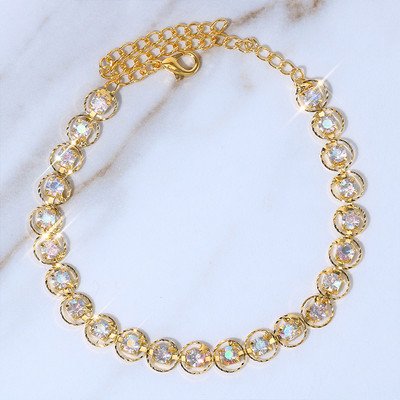 Stonefans Boho stras strălucitor Brățări rotunde colorate de gleznă Plajă femei simplu lanț de picior gleznă desculț sandale accesoriu