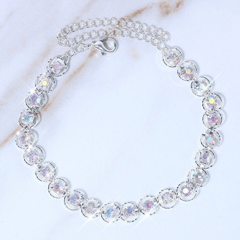 Stonefans Boho stras strălucitor Brățări rotunde colorate de gleznă Plajă femei simplu lanț de picior gleznă desculț sandale accesoriu