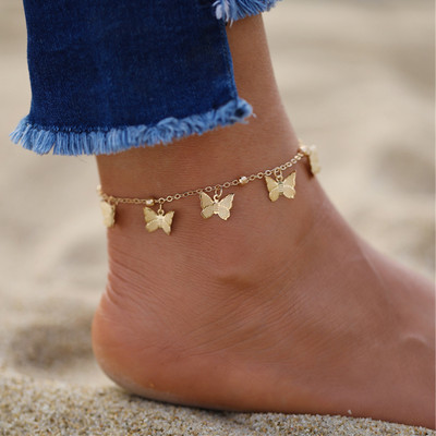 Vintage arany színű szerelmes szív réteges bokalánc nőknek Boho kígyó pillangó lánc bokalánc karkötő strand láb ékszer kiegészítők