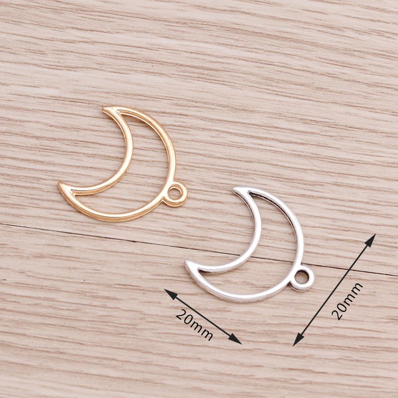 40 buc 20x20mm Accesorii pentru bijuterii din aliaj de două culori Charm de lună Hollow DIY Realizare pandantive Coliere Brățări