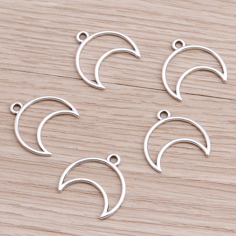 40 buc 20x20mm Accesorii pentru bijuterii din aliaj de două culori Charm de lună Hollow DIY Realizare pandantive Coliere Brățări