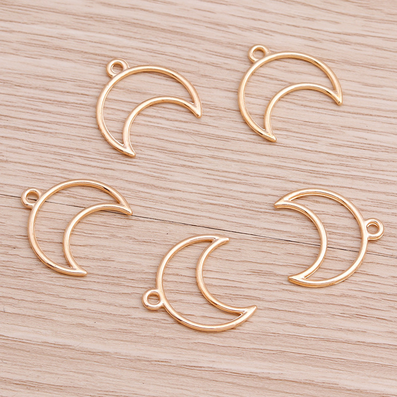 40 buc 20x20mm Accesorii pentru bijuterii din aliaj de două culori Charm de lună Hollow DIY Realizare pandantive Coliere Brățări