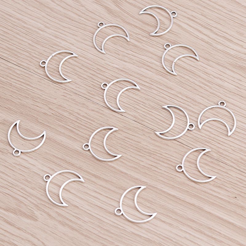 40 buc 20x20mm Accesorii pentru bijuterii din aliaj de două culori Charm de lună Hollow DIY Realizare pandantive Coliere Brățări