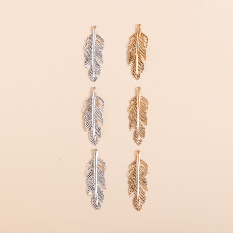 60 de bucăți 12*25 mm Frunze Foi de Fier Charms Pandantive Culoare Aur Argintiu pentru DIY Confecţionarea Colier Cercei Bijuterii Găsire Accesorii