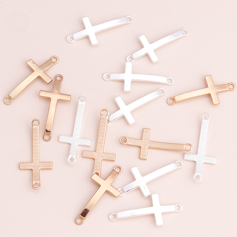 15 bucăți 35x16mm Conectori margele auriu argintiu culoare cruce pentru pandantive DIY coliere lucrate manual realizarea de bijuterii găsire