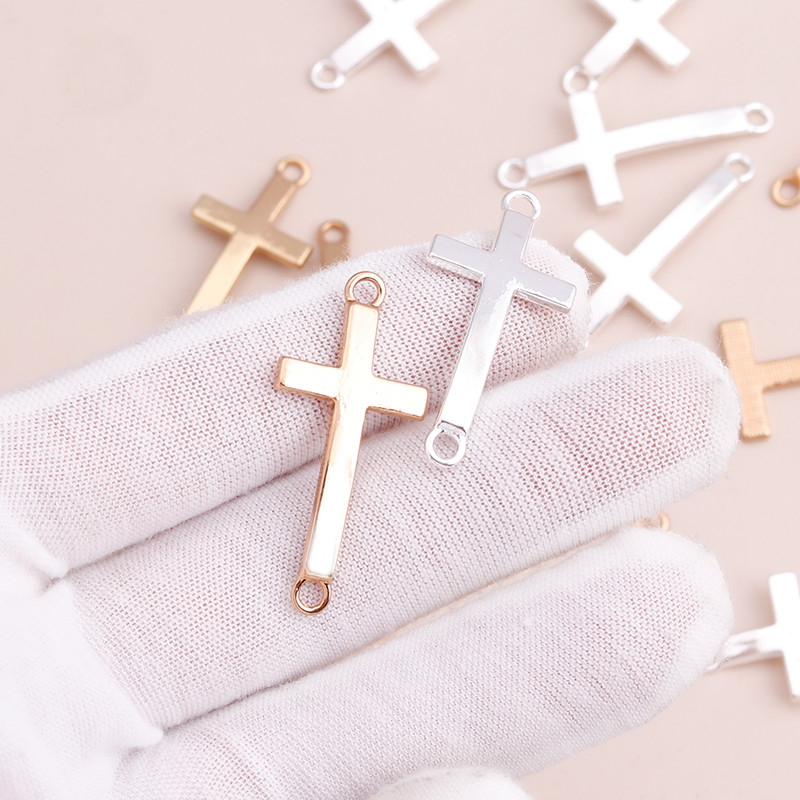 15 bucăți 35x16mm Conectori margele auriu argintiu culoare cruce pentru pandantive DIY coliere lucrate manual realizarea de bijuterii găsire