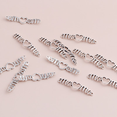 15 bucăți 40x7mm lungi litere goale mamă inimi conector pandantive coliere brățări lucrate manual pentru ziua mamei accesorii