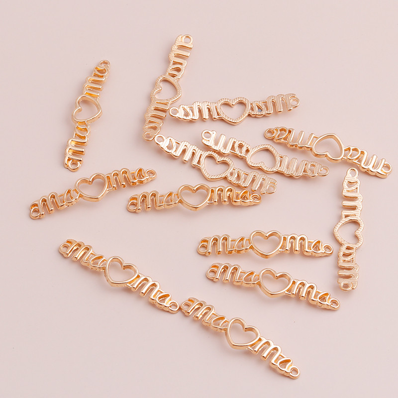 15 bucăți 40x7mm lungi litere goale mamă inimi conector pandantive coliere brățări lucrate manual pentru ziua mamei accesorii