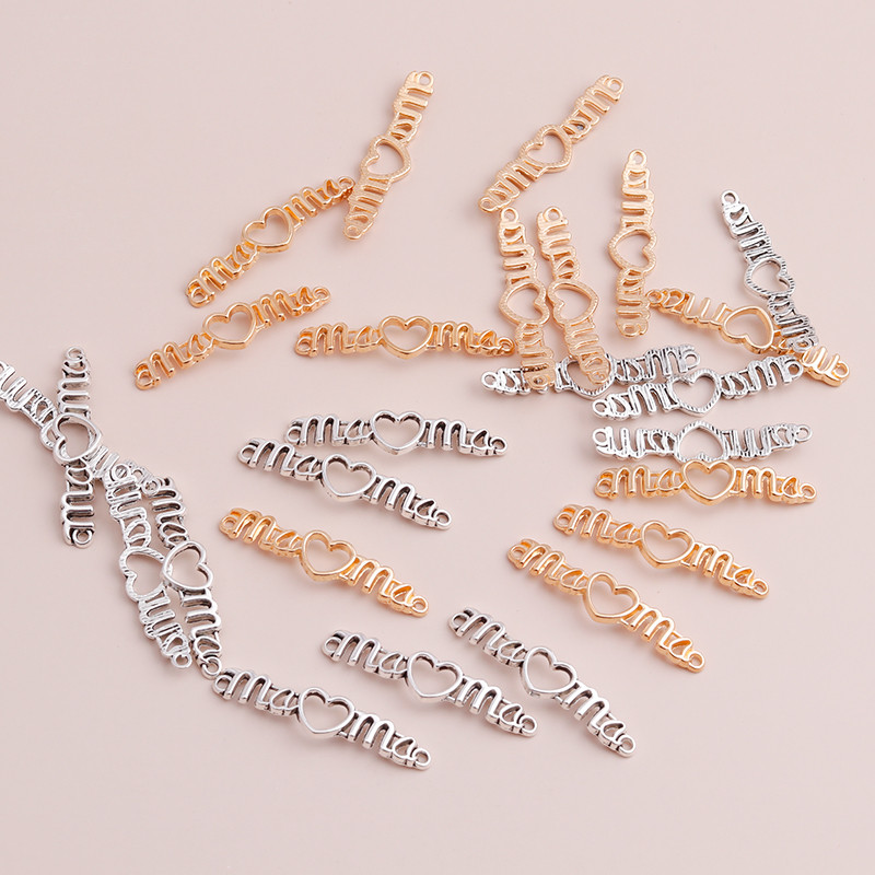 15 bucăți 40x7mm lungi litere goale mamă inimi conector pandantive coliere brățări lucrate manual pentru ziua mamei accesorii