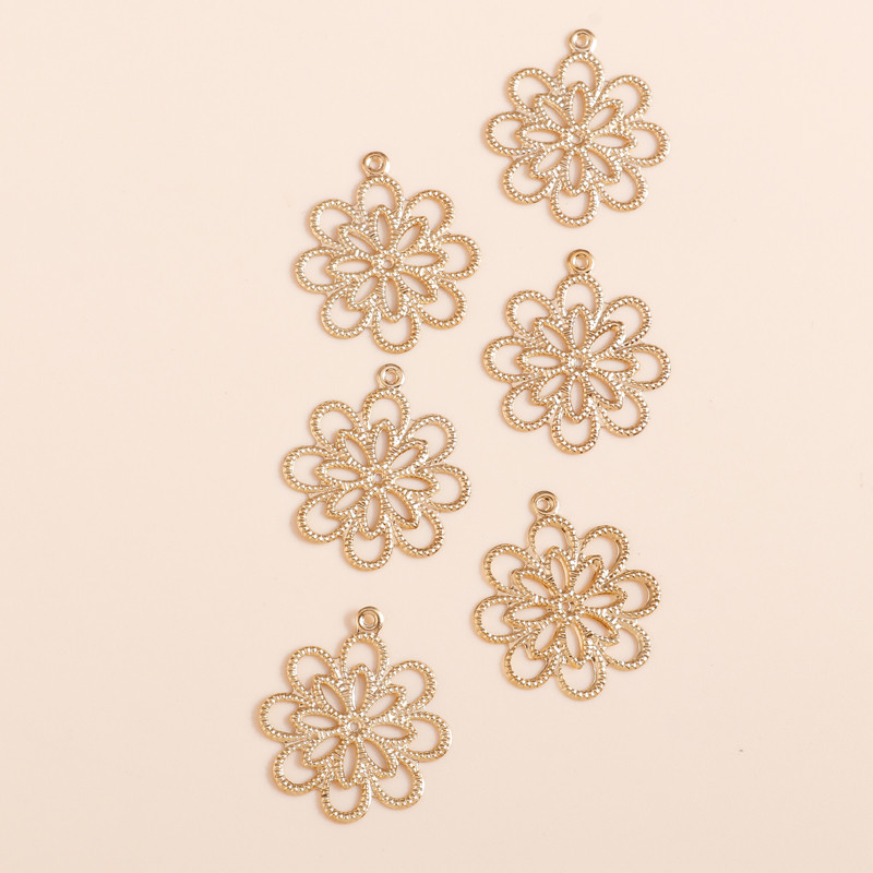 80 buc/lot 20*23mm flori goale de culoare aurie pentru fabricarea de bijuterii, bricolaj, coliere, brățări, pandantiv, accesorii pentru artizanat