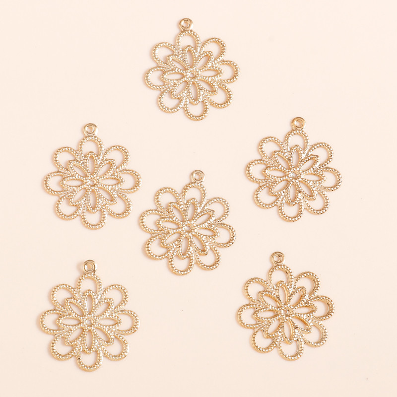 80 buc/lot 20*23mm flori goale de culoare aurie pentru fabricarea de bijuterii, bricolaj, coliere, brățări, pandantiv, accesorii pentru artizanat