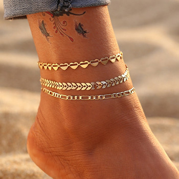 Модни златисти цветове Прости верижни глезени за жени Летни плажни бижута за крака Бохемска пеперуда Гривни за глезена Аксесоари