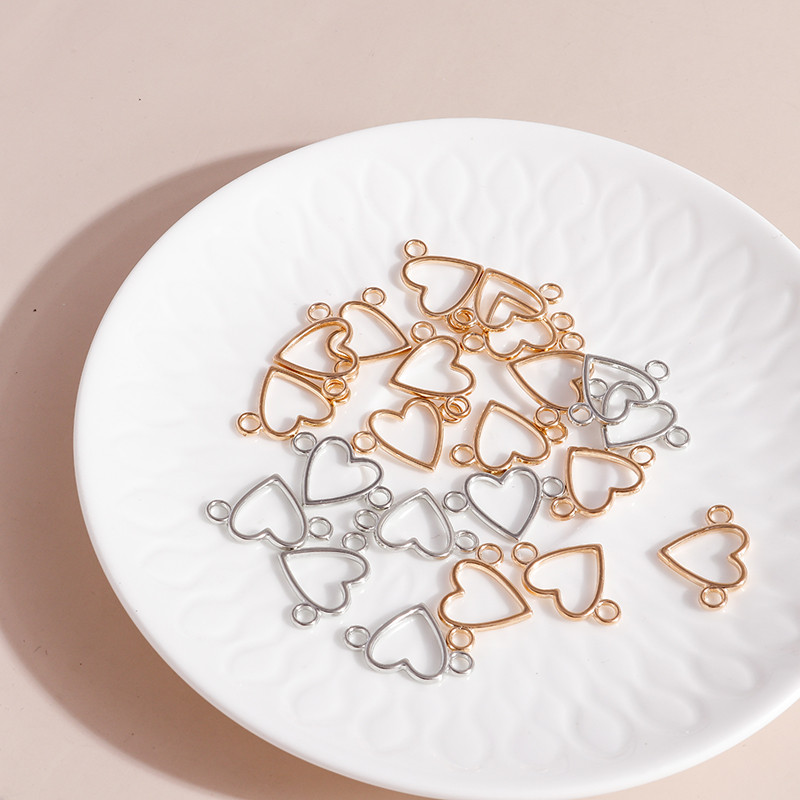 30 buc. 25*17 mm Conector de brelocuri de inimă de dragoste goală pentru bricolaj realizarea de brățări, coliere, pandantive, accesorii de bijuterii lucrate manual