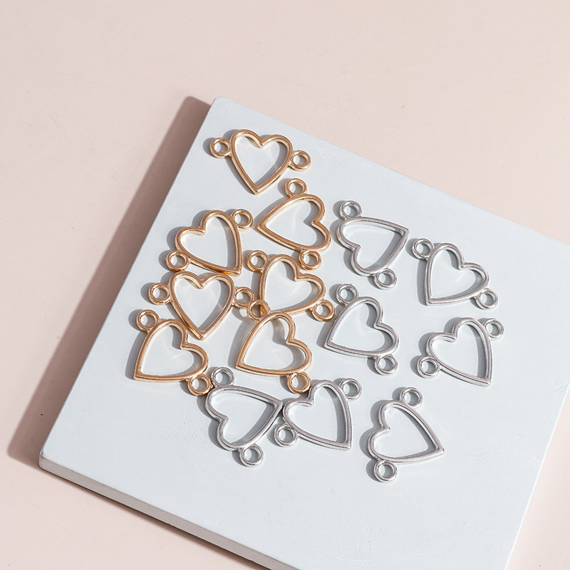 30 buc. 25*17 mm Conector de brelocuri de inimă de dragoste goală pentru bricolaj realizarea de brățări, coliere, pandantive, accesorii de bijuterii lucrate manual