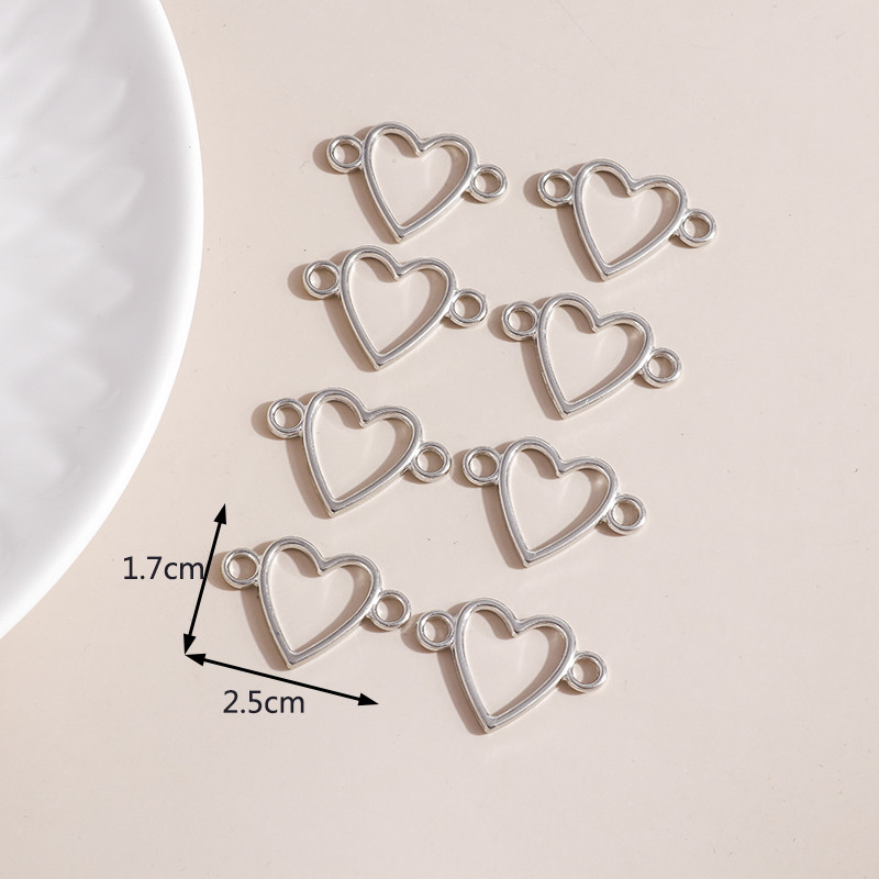 30 buc. 25*17 mm Conector de brelocuri de inimă de dragoste goală pentru bricolaj realizarea de brățări, coliere, pandantive, accesorii de bijuterii lucrate manual