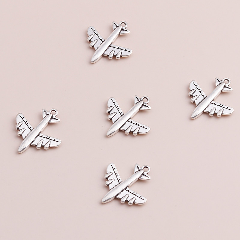 20 de bucăți din aliaj de înaltă calitate, pandantive pentru avioane, se potrivesc cu brățări și coliere, două culori, 23x20mm, accesorii pentru bijuterii DIY