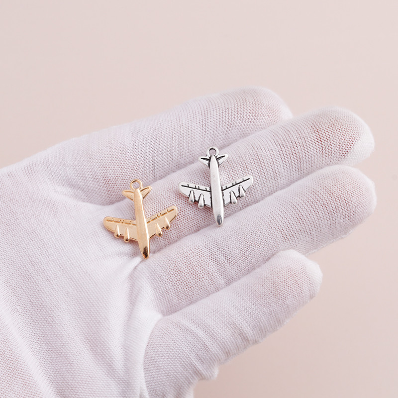 20 de bucăți din aliaj de înaltă calitate, pandantive pentru avioane, se potrivesc cu brățări și coliere, două culori, 23x20mm, accesorii pentru bijuterii DIY