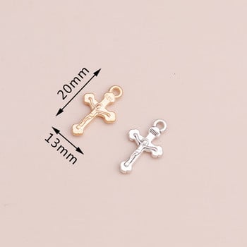 30 τμχ Tiny Two Color Αξεσουάρ κοσμημάτων Γράμματα Jesus Cross Charms με χάντρες για βραχιόλια Κολιέ DIY Making Alloy 20x13mm