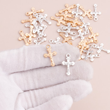 30 τμχ Tiny Two Color Αξεσουάρ κοσμημάτων Γράμματα Jesus Cross Charms με χάντρες για βραχιόλια Κολιέ DIY Making Alloy 20x13mm