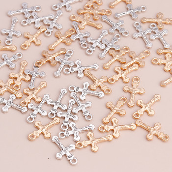 30 τμχ Tiny Two Color Αξεσουάρ κοσμημάτων Γράμματα Jesus Cross Charms με χάντρες για βραχιόλια Κολιέ DIY Making Alloy 20x13mm