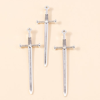 5 τμχ 87*25mm Big Punk Μαύρο Ασημί Χρώμα Big Celtic Sword Charms Χιπ χοπ χιαστί κρεμαστά για βραχιόλια κολιέ Κοσμήματα μπρελόκ