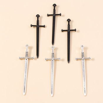 5 τμχ 87*25mm Big Punk Μαύρο Ασημί Χρώμα Big Celtic Sword Charms Χιπ χοπ χιαστί κρεμαστά για βραχιόλια κολιέ Κοσμήματα μπρελόκ