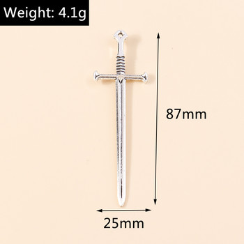 5 τμχ 87*25mm Big Punk Μαύρο Ασημί Χρώμα Big Celtic Sword Charms Χιπ χοπ χιαστί κρεμαστά για βραχιόλια κολιέ Κοσμήματα μπρελόκ