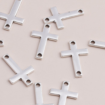 40τμχ Μικρό κράμα Connector Cross Charms μενταγιόν για χειροποίητα βραχιόλια Κολιέ 2 Χρώμα 18x12mm Αξεσουάρ κοσμημάτων