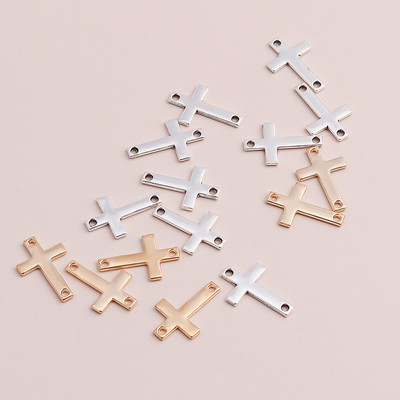 40τμχ Μικρό κράμα Connector Cross Charms μενταγιόν για χειροποίητα βραχιόλια Κολιέ 2 Χρώμα 18x12mm Αξεσουάρ κοσμημάτων