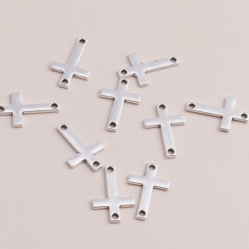 40 buc. Conector mic din aliaj, bijuterii în cruce, pandantive pentru brățări lucrate manual, coliere, 2 culori, 18x12 mm, accesorii pentru bijuterii