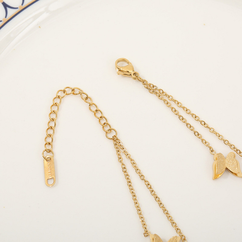 Oțel inoxidabil 316L, noua modă, bijuterii de ultimă generație, 2 straturi, mat, 5 fluture, auriu, lanț de gleznă pentru femei