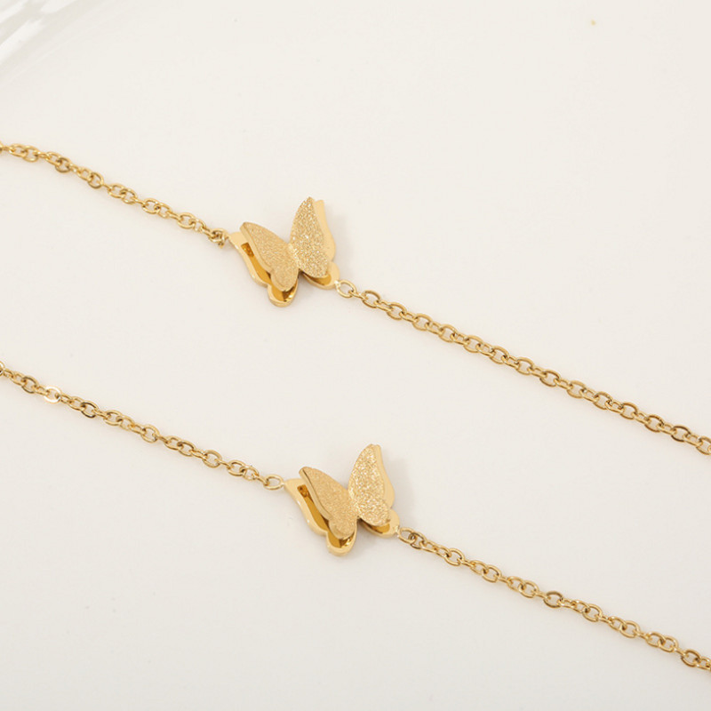 Oțel inoxidabil 316L, noua modă, bijuterii de ultimă generație, 2 straturi, mat, 5 fluture, auriu, lanț de gleznă pentru femei